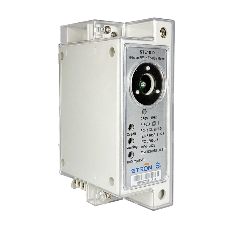 Medidor de electricidad de fase única Din-Rail prepagado + UCI para contar el consumo de electricidad
