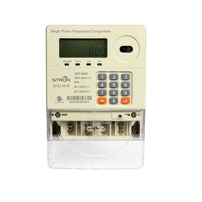 IP54 Contador de electricidad de fase única de teclado prepagado con tarifa múltiple inteligente/anti-manipulación/límite de potencia con software de venta