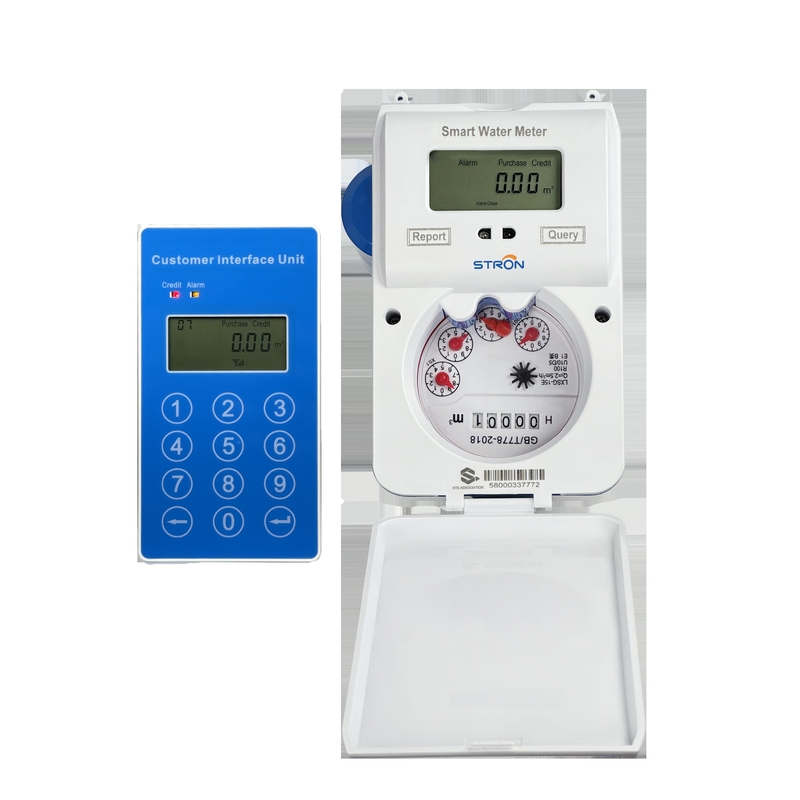 Alta capacidad inalámbrico inteligente RF Laura Prepagado Contador de agua de fábrica de venta IP68 con teclado dividido Batería de alta capacidad OEM