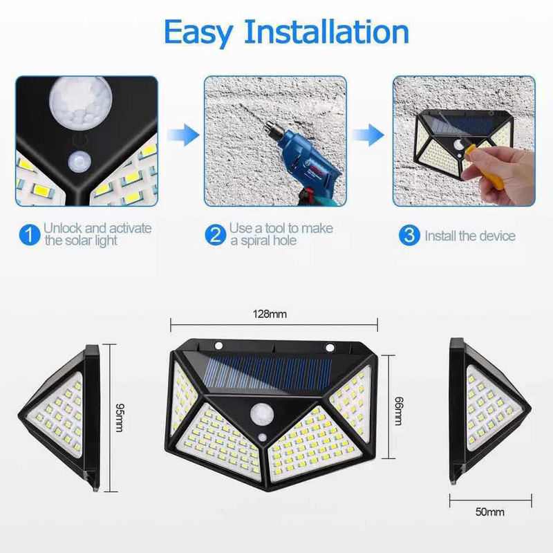 Luces al aire libre solares del pasillo de la inducción del cuerpo de las lámparas de pared del patio 100LED