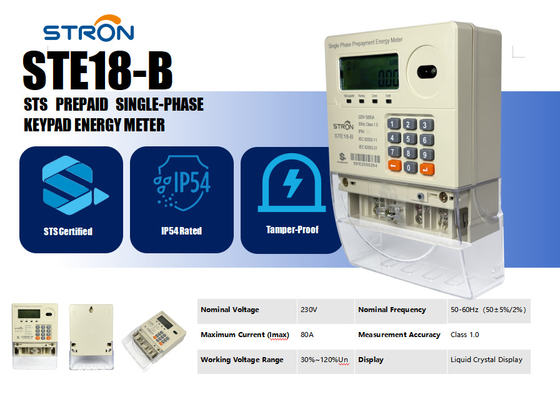 Contador de electricidad prepagado de fase única IP45 Antideterminación para gestión remota de energía