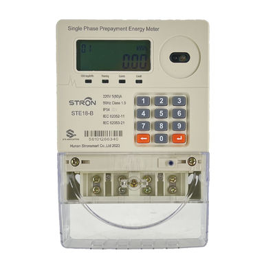 Medidor de Energía Inteligente Monofásico de Dos Hilos Prepago Stron STE18-B con Pantalla LCD Impermeable IP54 Clase de Precisión I LORA-RF 230V 60A